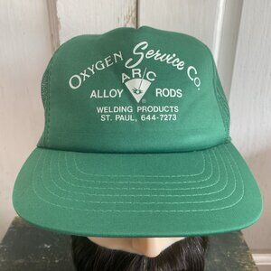 Vtg 80s Oxygen Service Company ARC Welding Products Snapback Mesh Hat St Paul MN
